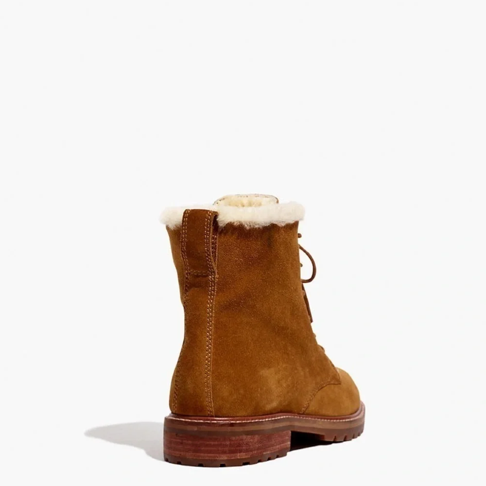 NEW‎ Madewell Clair Shearling Suede Boot Equestrian Brown